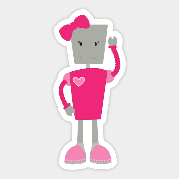 Cute Robot, Funny Robot, Girl Robot, Pink Robot Sticker by Jelena Dunčević